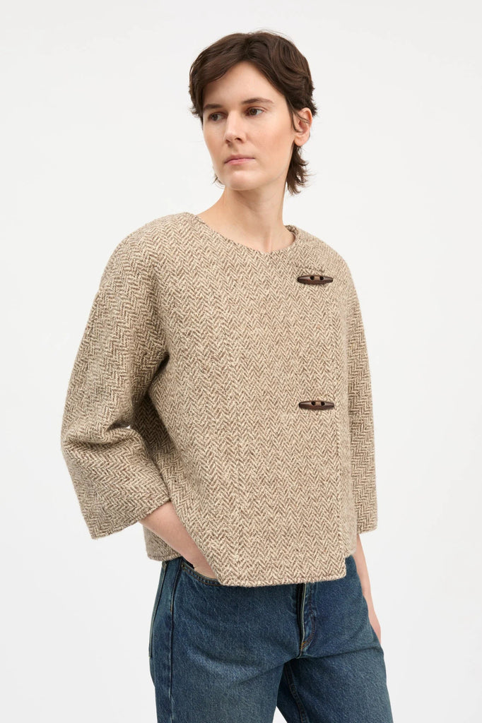 Clothilde Blazer | Brown/Cream Herringbone - Skjønn Concept Store