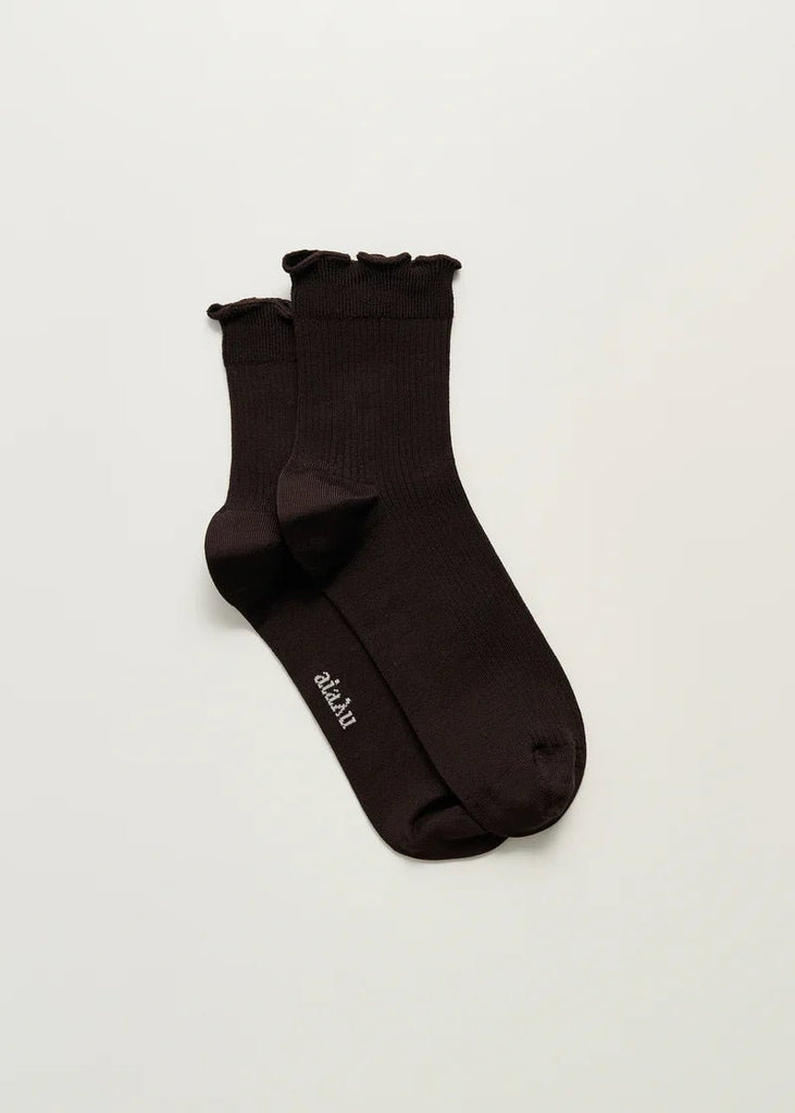 Cotton Frill Socks | Chocolate - Skjønn Concept Store
