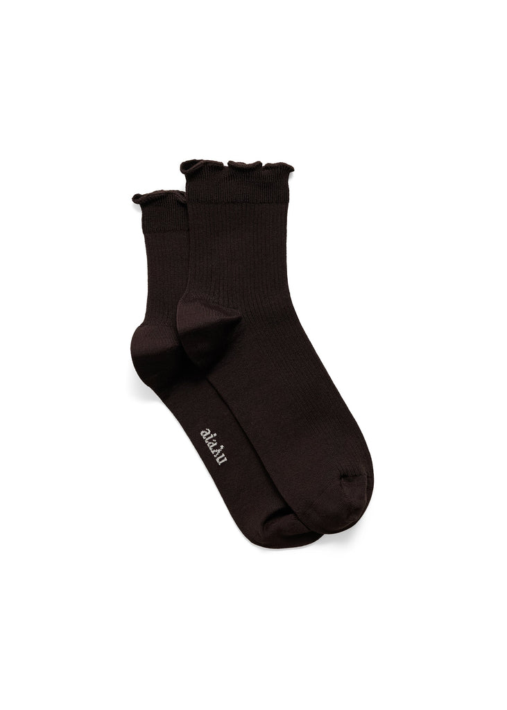 Cotton Frill Socks | Chocolate - Skjønn Concept Store