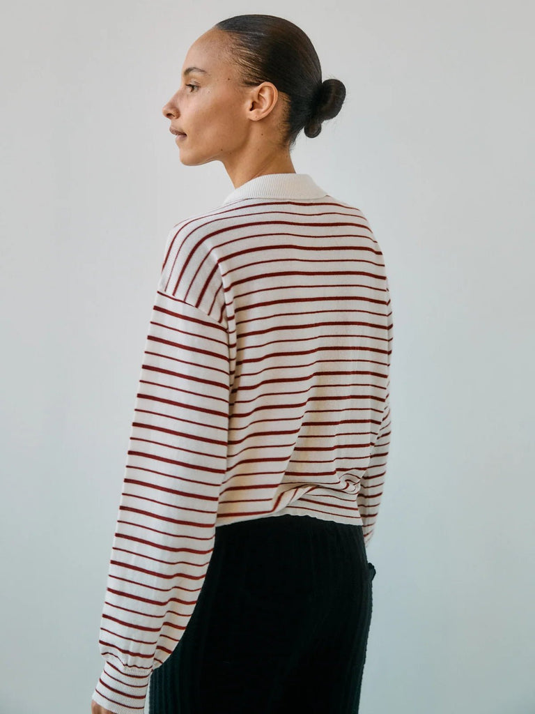 Ea Merino Polo Striped | Off White - Skjønn Concept Store