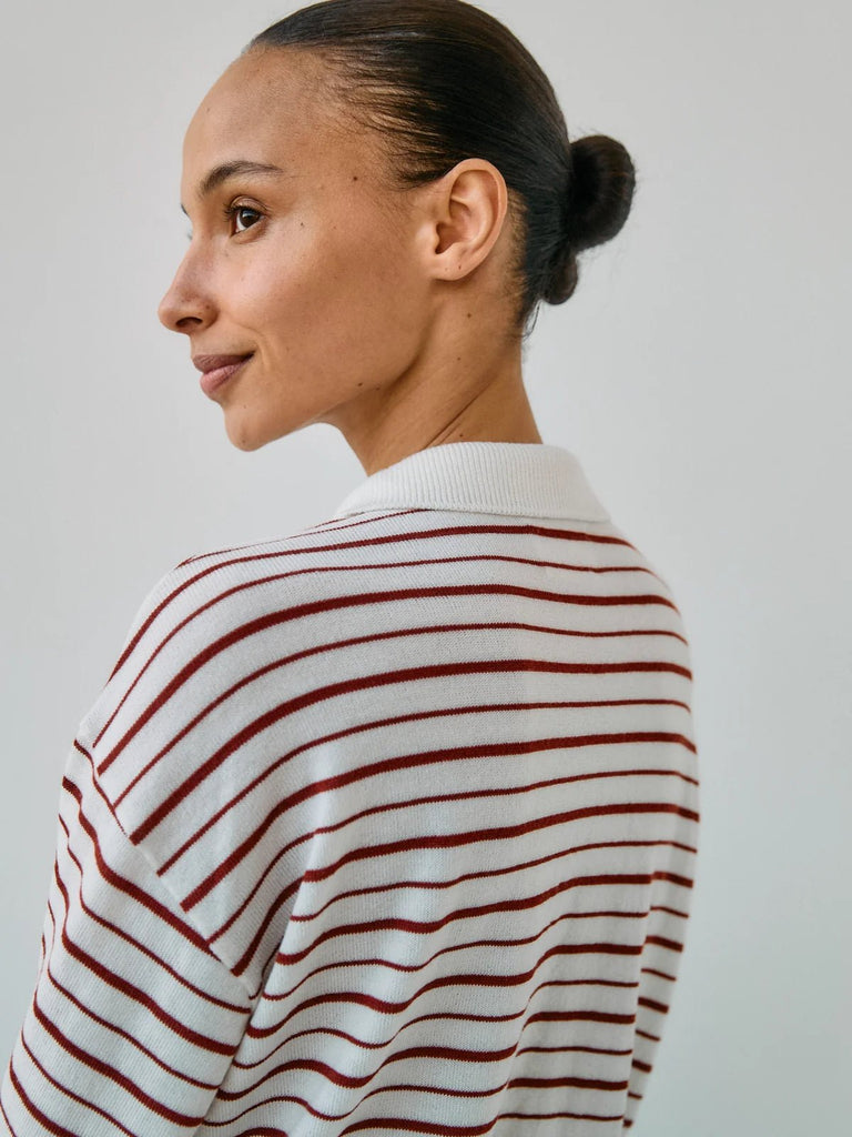 Ea Merino Polo Striped | Off White - Skjønn Concept Store