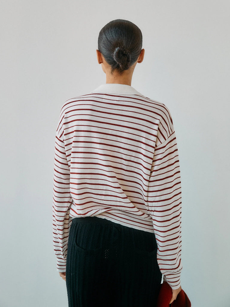 Ea Merino Polo Striped | Off White - Skjønn Concept Store