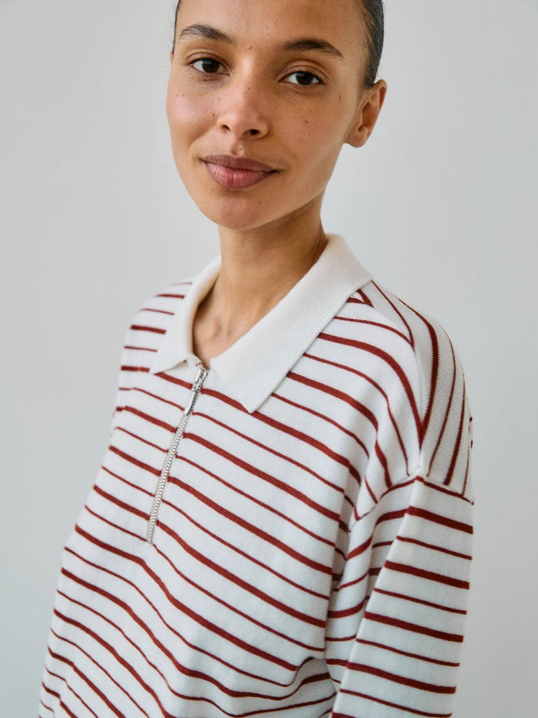 Ea Merino Polo Striped | Off White - Skjønn Concept Store