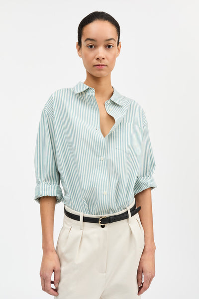 Edgar Shirt | White/Aqua Stripe - Skjønn Concept Store