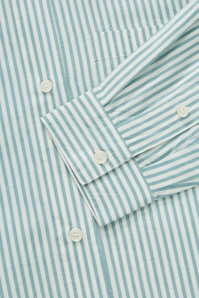 Edgar Shirt | White/Aqua Stripe - Skjønn Concept Store