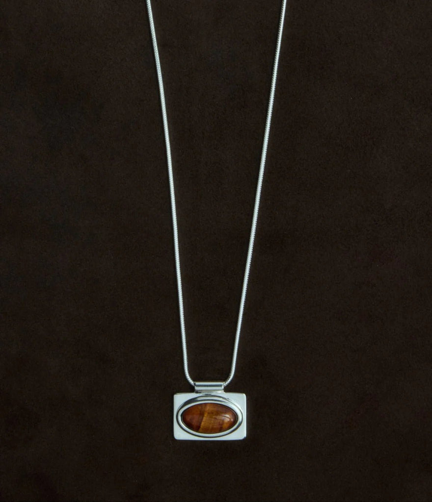 Emberly Squared Necklace | Sterling Silver/Red Tiger Eye - Skjønn Concept Store