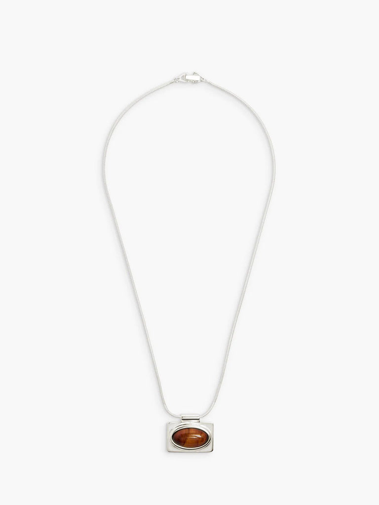 Emberly Squared Necklace | Sterling Silver/Red Tiger Eye - Skjønn Concept Store