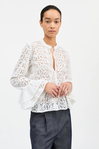 Frigga Flounce Shirt | Optic White - Skjønn Concept Store