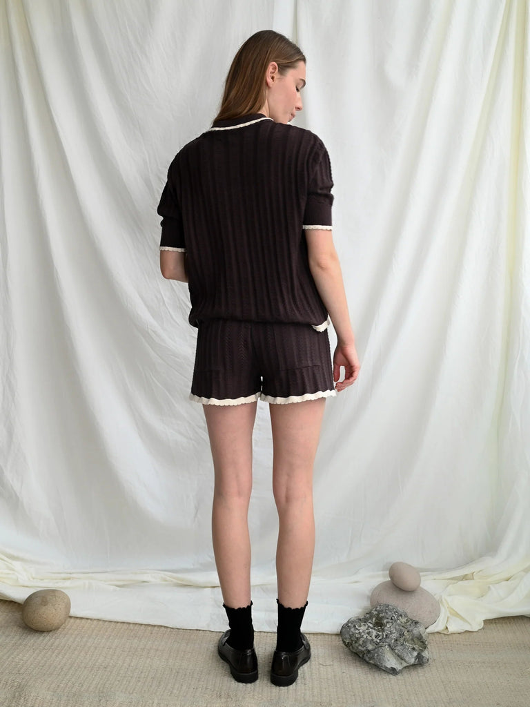 Georg Knit Polo | Dark Brown/Ecru - Skjønn Concept Store