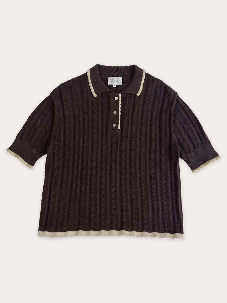 Georg Knit Polo | Dark Brown/Ecru - Skjønn Concept Store