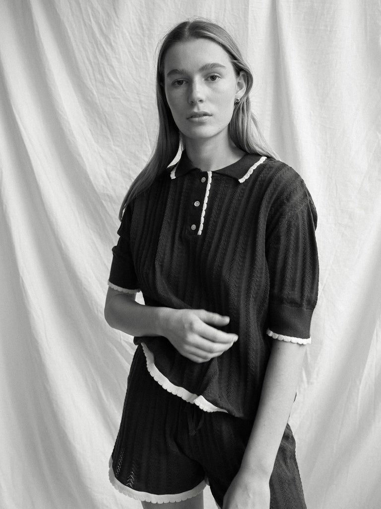 Georg Knit Polo | Dark Brown/Ecru - Skjønn Concept Store