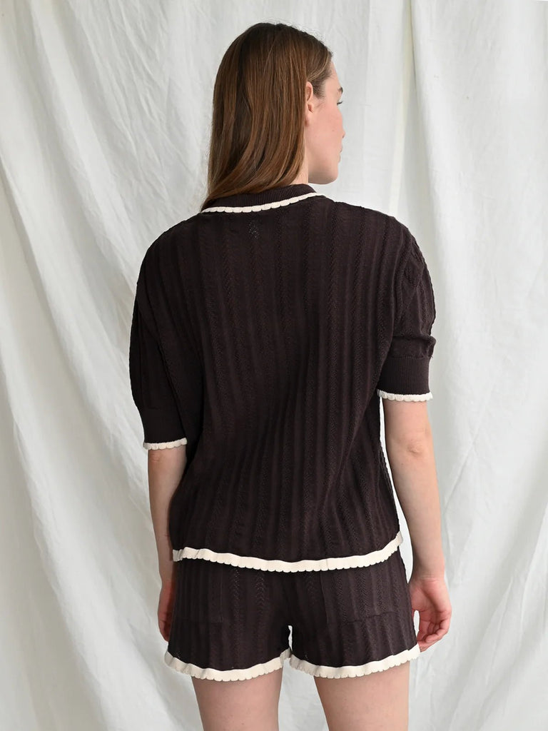 Georg Knit Shorts | Dark Brown/Ecru - Skjønn Concept Store