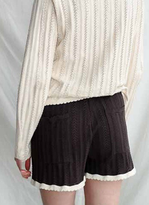 Georg Knit Shorts | Dark Brown/Ecru - Skjønn Concept Store