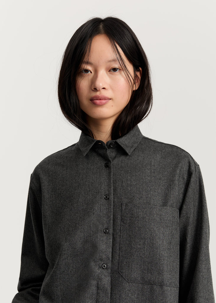 Lynette Shirt Fine Wool | Dark Grey - Skjønn Concept Store