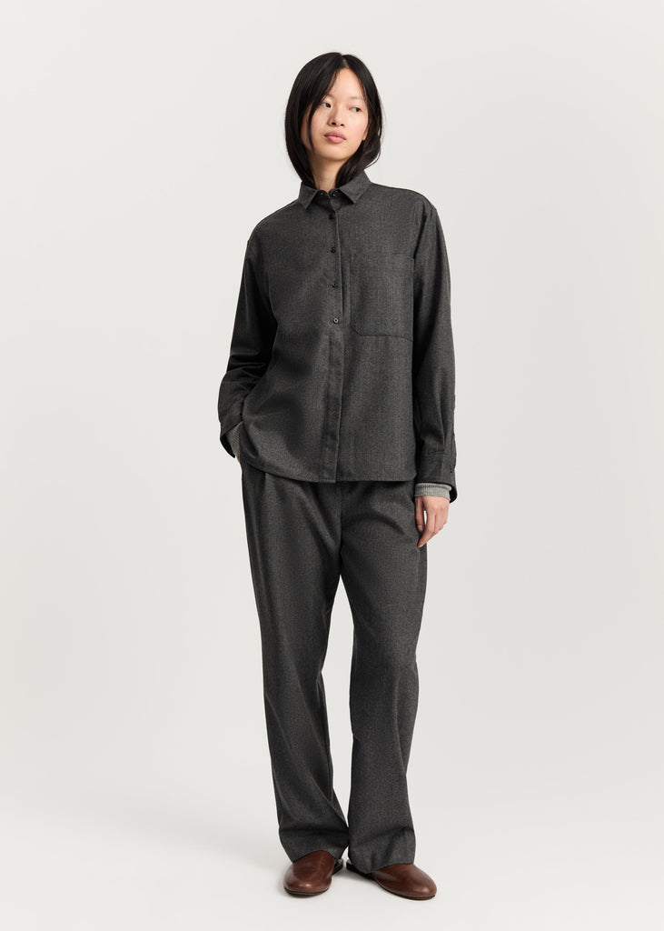 Lynette Shirt Fine Wool | Dark Grey - Skjønn Concept Store