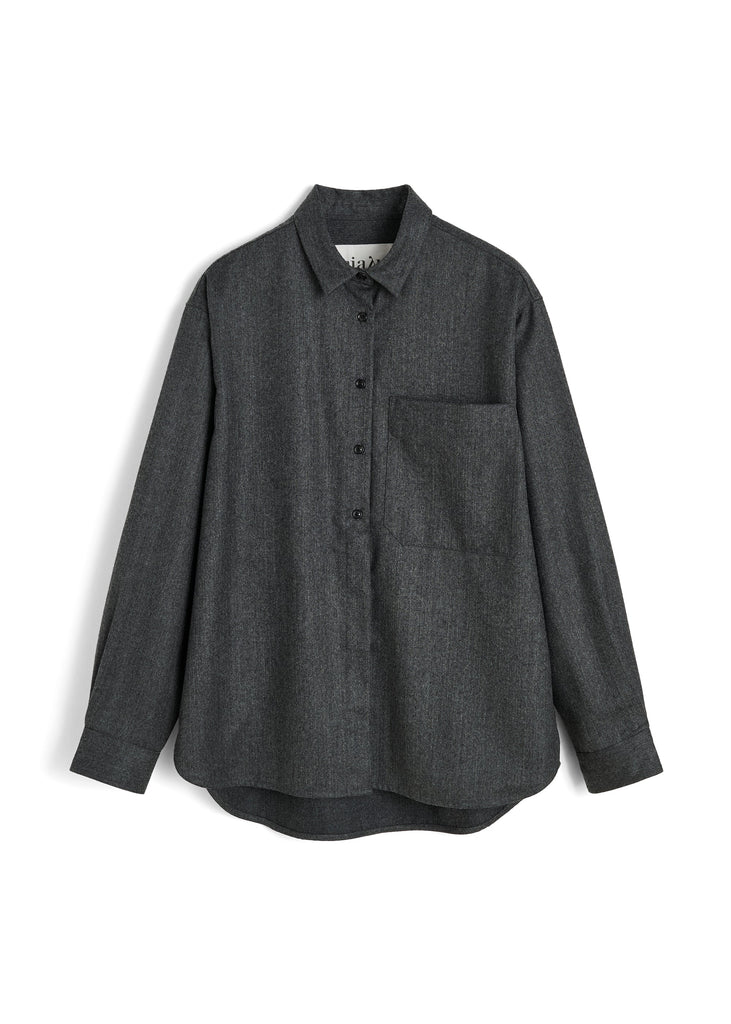Lynette Shirt Fine Wool | Dark Grey - Skjønn Concept Store