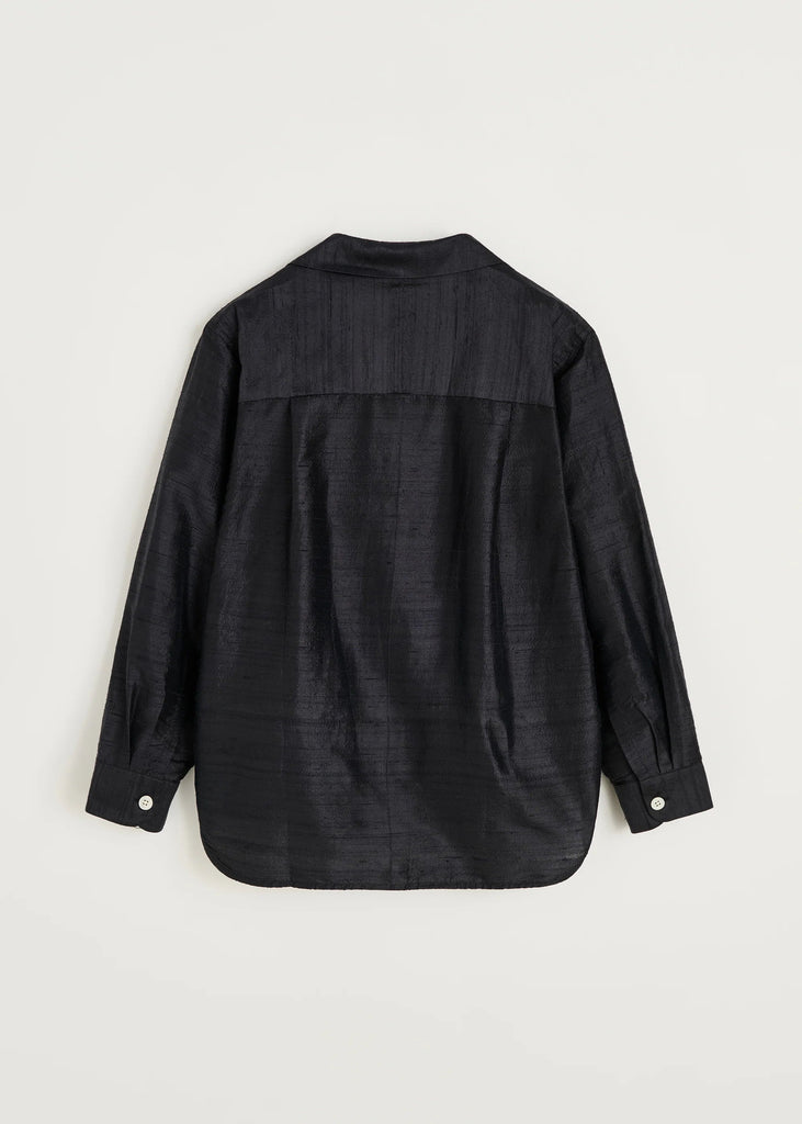 Makya Shirt Silk | Black Navy - Skjønn Concept Store