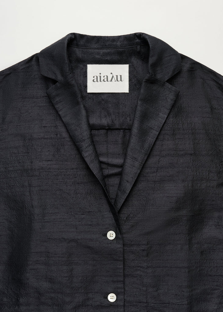 Makya Shirt Silk | Black Navy - Skjønn Concept Store