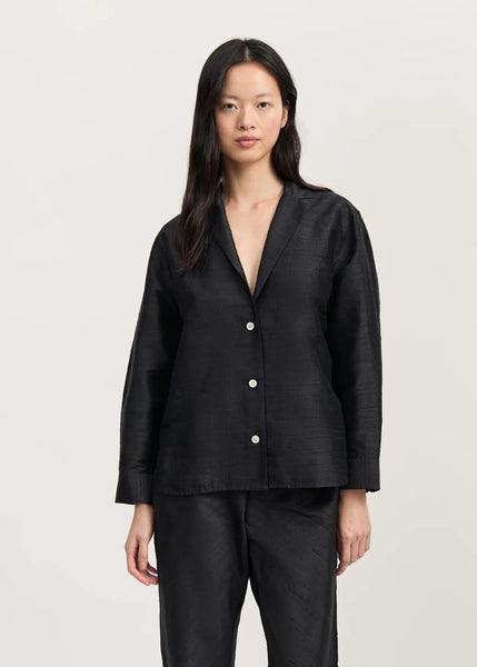 Makya Shirt Silk | Black Navy - Skjønn Concept Store
