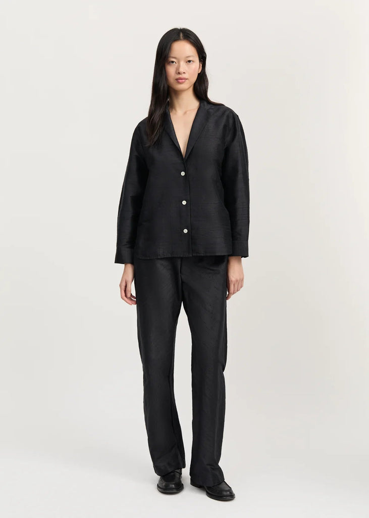 Makya Shirt Silk | Black Navy - Skjønn Concept Store
