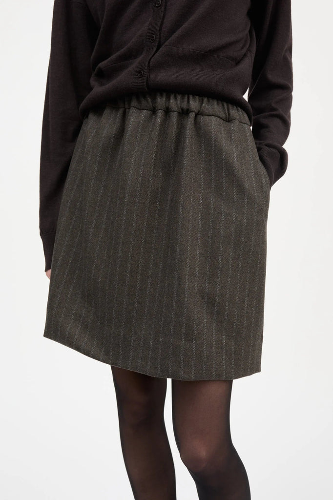 Marcella Skirt | Brown/Black Pinstripe - Skjønn Concept Store