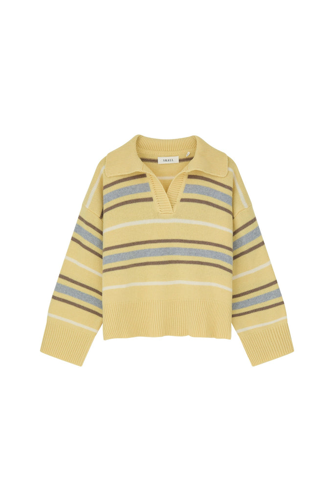Paul V - Neck Jumper | Yellow/Grey Stripe - Skjønn Concept Store