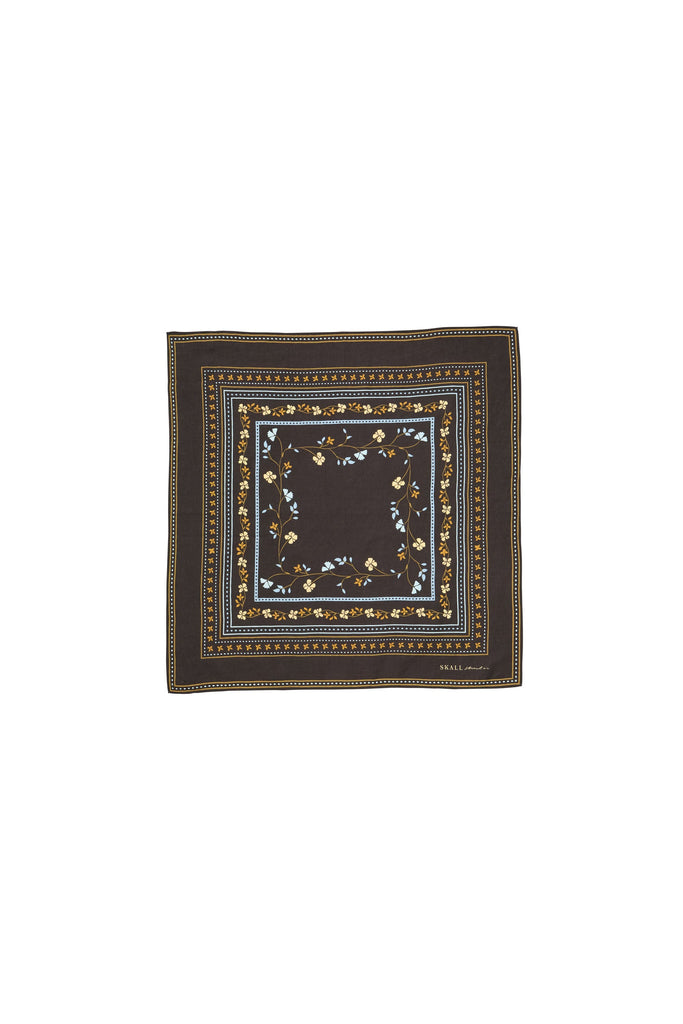 Skall Floral Scarf 55x55 | Dark Brown - Skjønn Concept Store