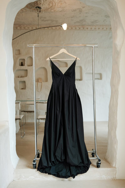 Tulip Maxi Dress in Cotton Poplon | Black - Skjønn Concept Store