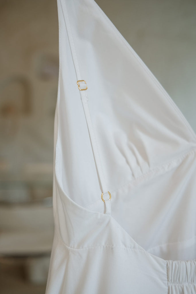 Tulip Maxi Dress in Cotton Poplon | White - Skjønn Concept Store