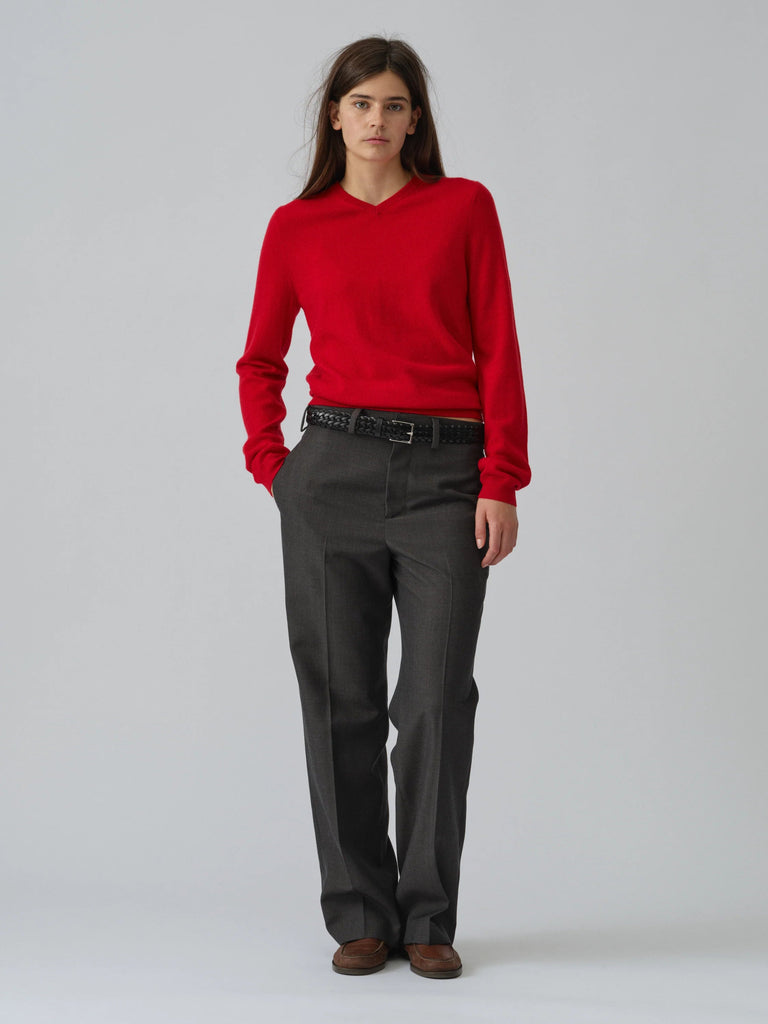 Womens Fitted 90's V - Neck | Red - Skjønn Concept Store