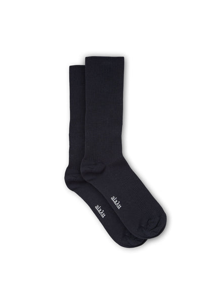 Wool Rib Socks | Navy - Skjønn Concept Store