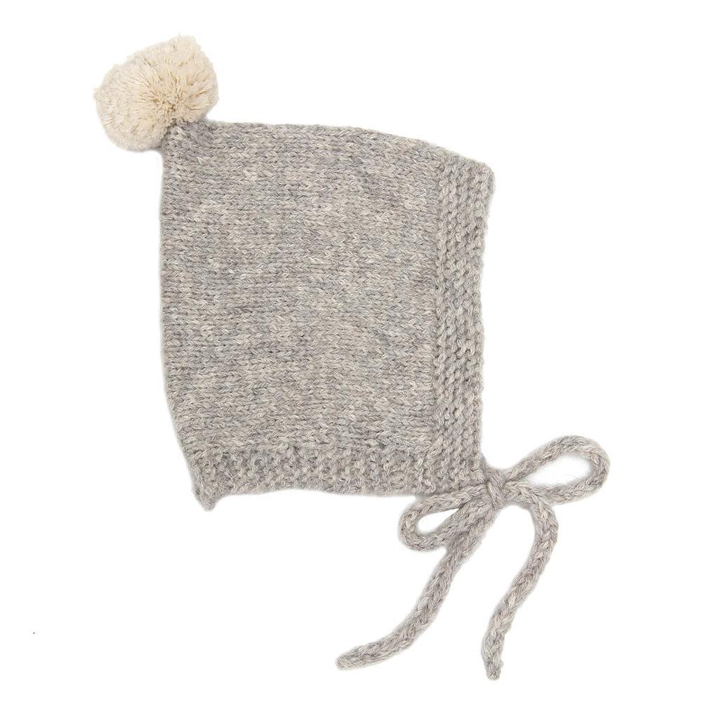 Baby Alpaca Vintage Pompom Hat | Grey-Beige - Skjønn Concept Store