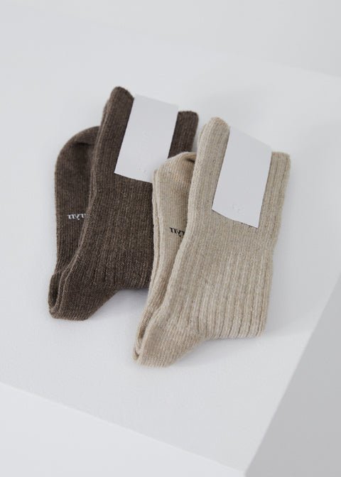 Cashmere Rib Socks | Dark Brown - Skjønn Concept Store