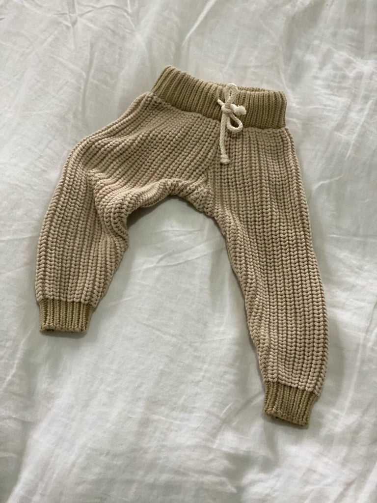 Contrast Knit Pants | Beige + Caramel - Skjønn Concept Store
