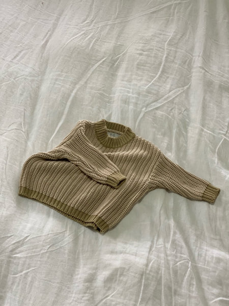 Contrast Knit Pullover | Beige + Caramel - Skjønn Concept Store
