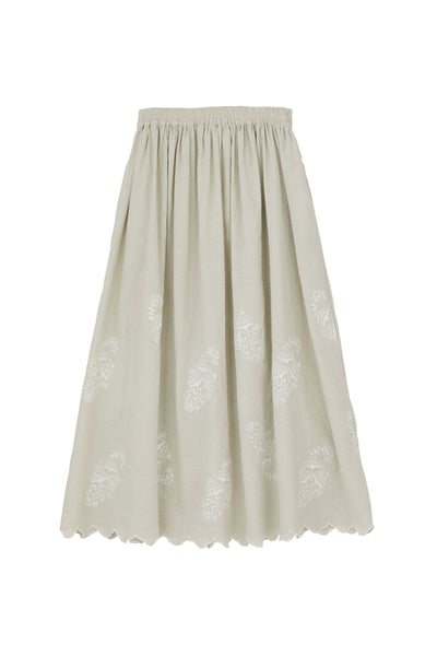 Devi Skirt | Cloud Grey/Off White Embroidery - Skjønn Concept Store
