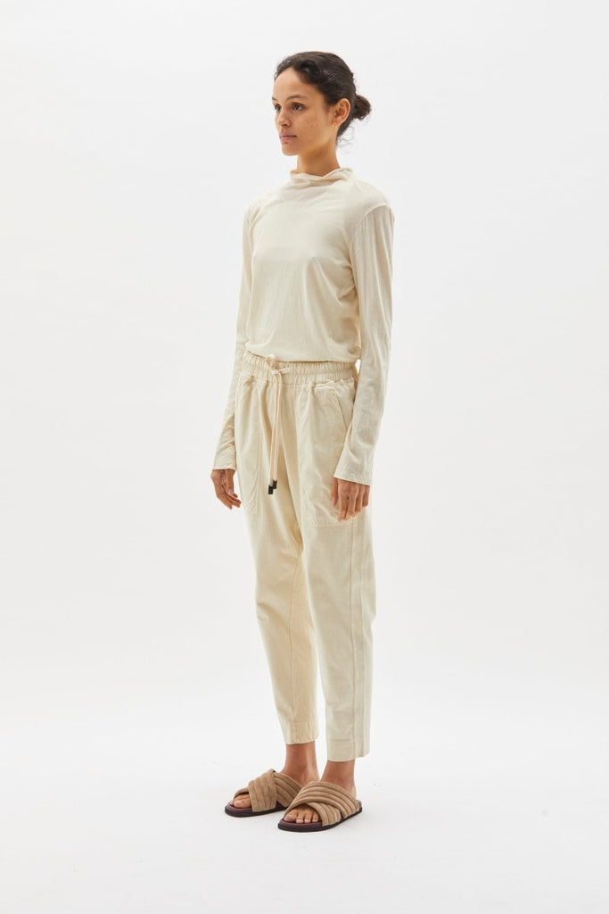 Double Jersey Contrast Tapered Pant | Ecru - Skjønn Concept Store