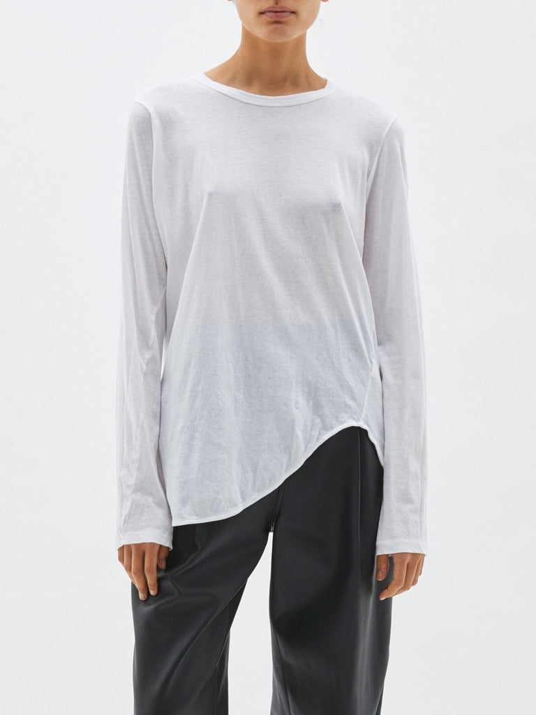 Heritage Scoop Hem Long Sleeve T-shirt | White - Skjønn Concept Store