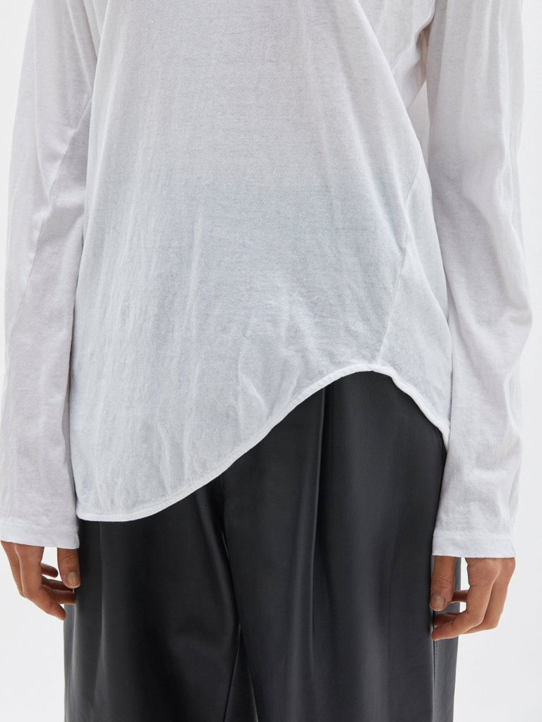 Heritage Scoop Hem Long Sleeve T-shirt | White - Skjønn Concept Store