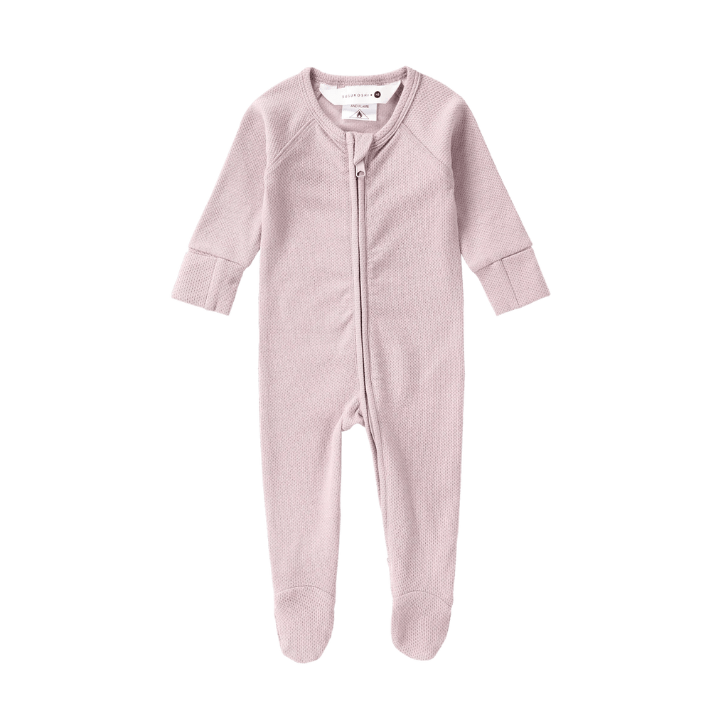 Organic Zip Growsuit L/S (Pointelle) | Pale Lilac - Skjønn Concept Store